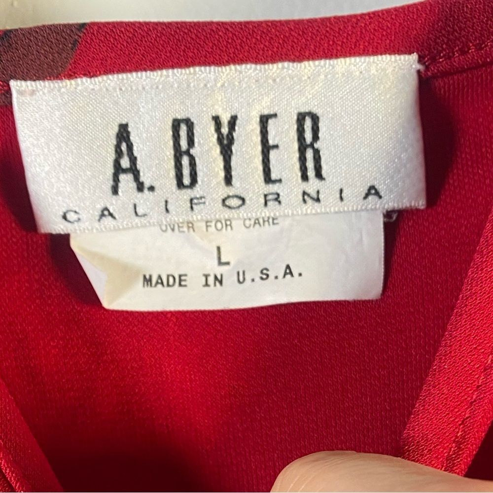Vintage Circa 1988–1993 A. Byer Cami/Tank Top with Floral-Asian style look! Wine - Picture 3 of 4